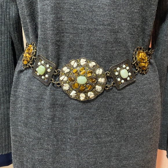 VINTAGE Jeweled Medallion Belt open size - Picture 1 of 5
